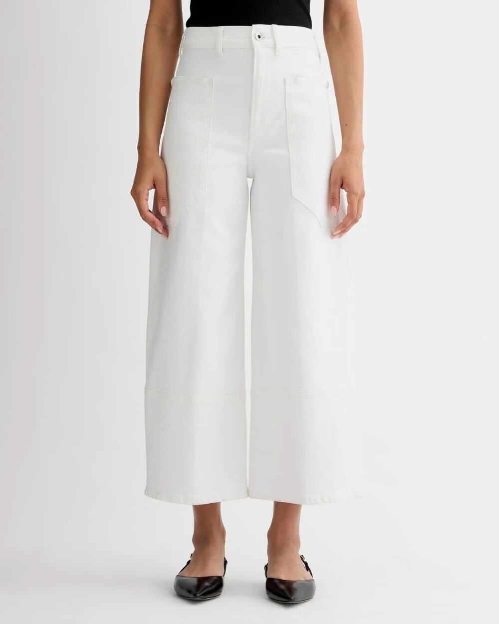 Everlane The Way High Gardener Crop Jean Women's 31 R White Ecru Utility Pant